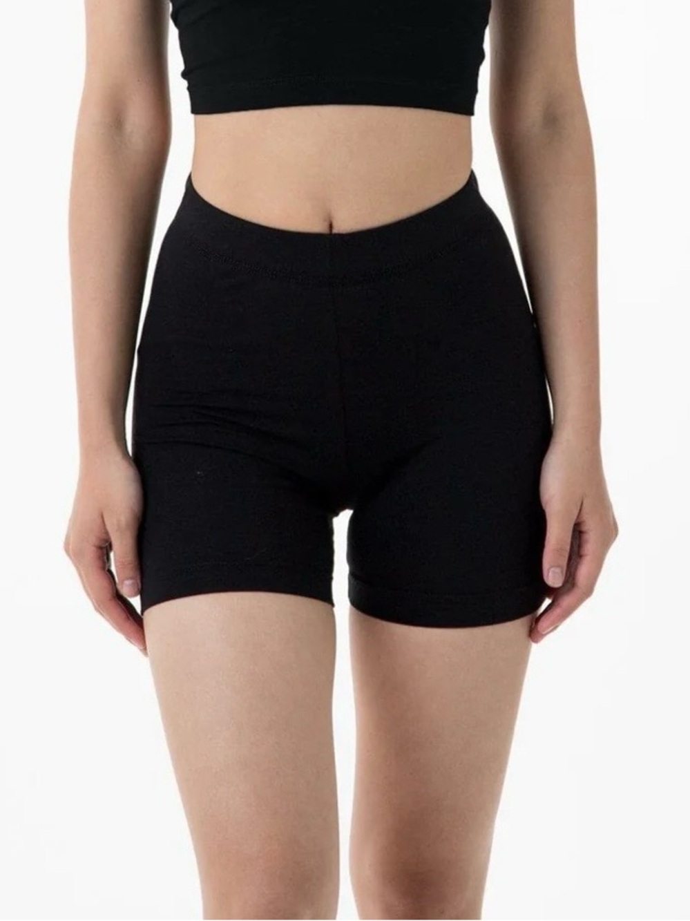 Los Angeles Apparel Black High-Rise Bike Shorts